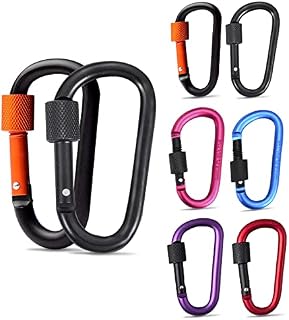 KAXIMON Locking Carabiner Clip Hook Small - 8 Pack Premium Aluminum Alloy Key Carabiner for Backpack, Hammock, Indoor, Outdoor, Camping (Not for Climbing)