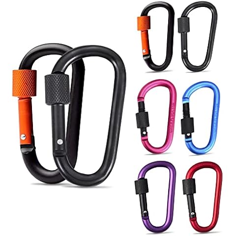 KAXIMON Locking Carabiner Clip Hook Small - 8 Pack Premium Aluminum Alloy Key Carabiner for Backpack, Hammock, Indoor, Outdoor, Camping (Not for Climbing) Cover