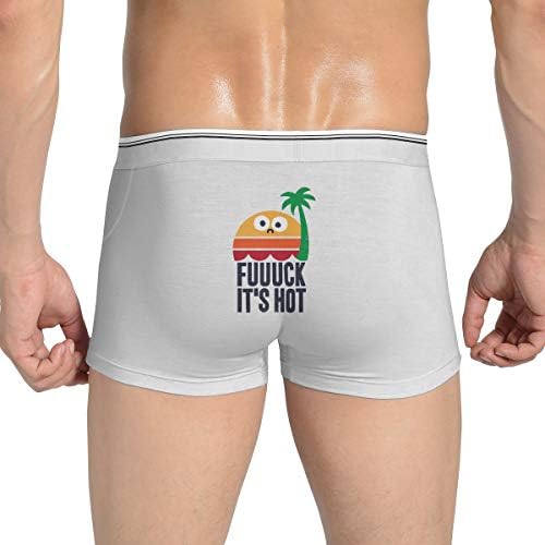 Ghhpws Men's Fuk It's Hot Underwear Cotton Boxer Briefs Stretch Low Rise Trunks White M