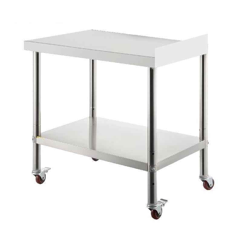 Table de travail en acier inoxydable robuste avec dosseret de protection