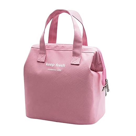 Mziart Insulated Lunch Bag Simple Bento Cooler Bag Lunch Tote Bag for Lunch Box for Women Men Adult Picnic Working Hiking Beach (Pink)