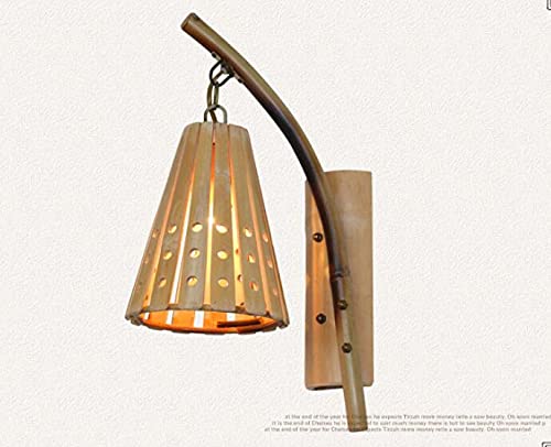 Applique en bois massif et bambou tissé main style antique pour chambre