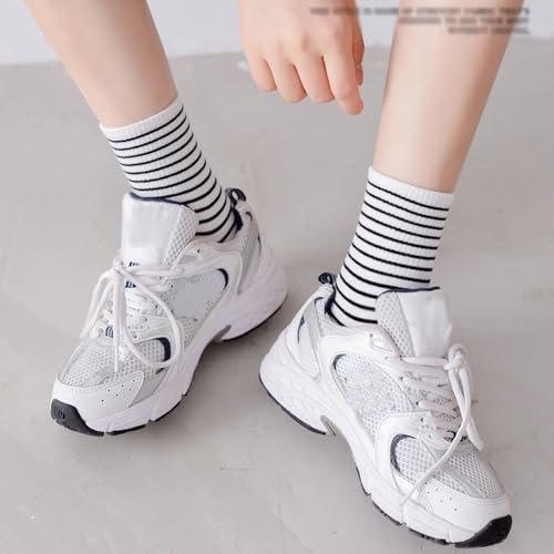 CHUNFO Womens Classic Striped Ankle Socks, Soft Comfortable Stylish,Everyday Wear Size5-8.54