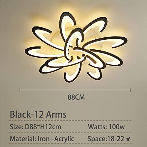 Plafonnier LED à gradation continue télécommandé noir 135W pour salon design - 3