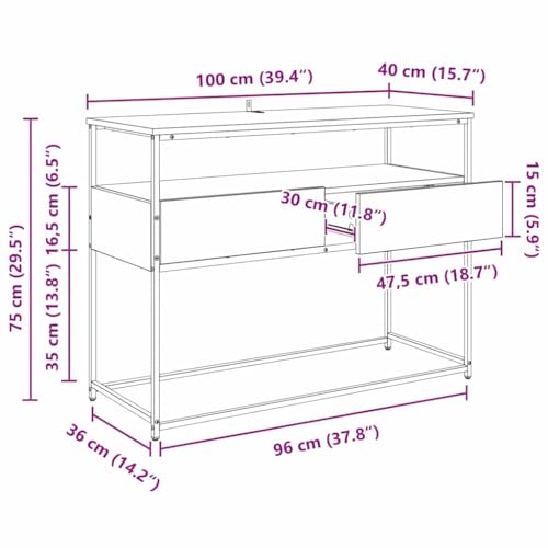 Table console noire avec rangement pour optimiser l'espace - 4