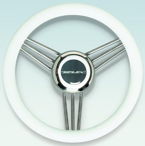 Uflex V25W Non-Magnetic Stainless Steel Steering Wheel - White Poly Grip with Stainless Steel Spokes, 13.8" (350mm)