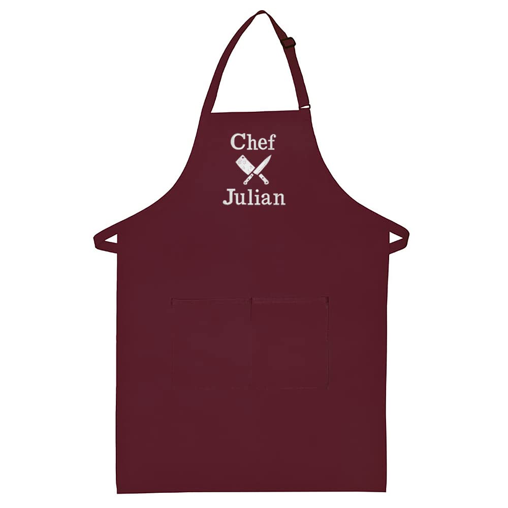 Personalized Apron Embroidered Chef Knives Design Add a Name
