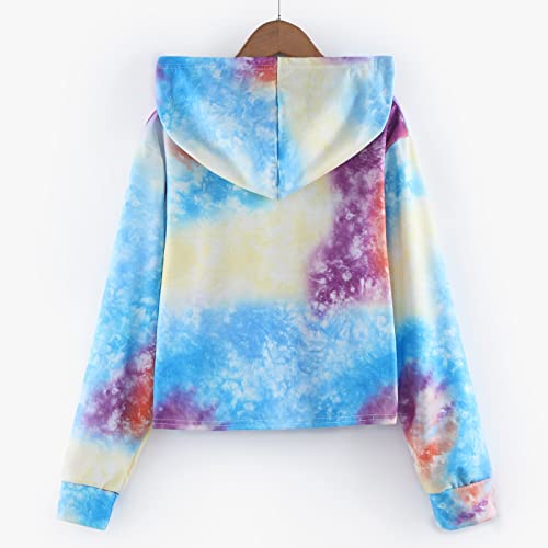 Moletom com capuz Letter Long Tie Clothes Pullover Short Dyed Tops Moletom Meninas Crianças Manga Ad