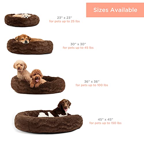 Best Friends By Sheri The Original Calming Donut Cat And Dog Bed In Lux Fur Dark Chocolate Medium 30X30 #TOP4