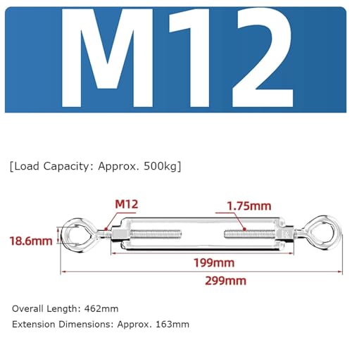 Tensor para cables tipo OO de acero inoxidable 304, control de tensión ajustable, tamaño M12 miniatura 2