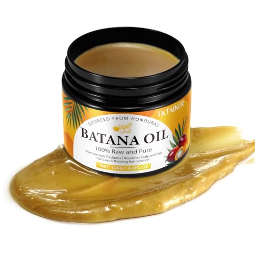 Raw Batana Oil for Hair Growth, 100% Pure, Dr. Sebi Batana Oil from Honduras, Organic, Unrefined, Prevents Hair Loss, Hair Care, Enhances Hair Thickness in Men & Women 4.2 oz