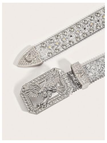 Verdusa Men's Rhinestone Sparkly Studded Belt Rave Punk Cowboy Waist Belt4