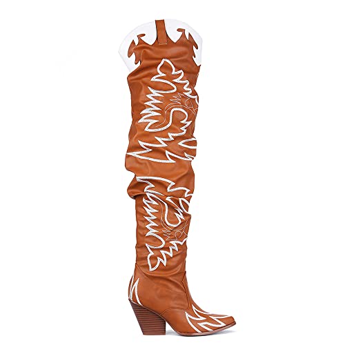 Cape Robbin Womens Western Thigh High Over The Knee Cowboy Cowgirl Boots - Chunky Block Heel Fashion Boots for Women KELSEY-21 product thumbnail 19