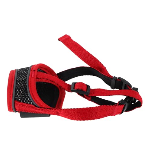 POPETPOP Mesh Small Dogs Muzzle: Puppy Muzzle to Barking Biting and Chewing Suitable for Daily Use and Training Sessions M Red