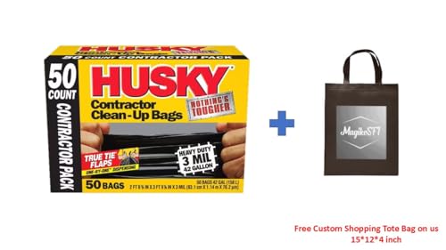 42-Gallon Contractor Clean-Up Trash Bags (50 Count) Plus Free MagikoSFI Custom Shopping Tote Bag
