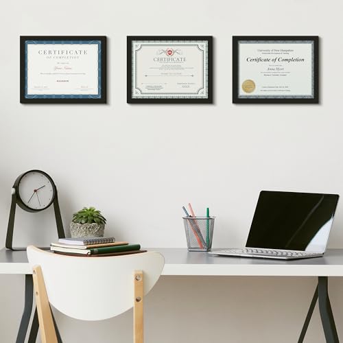 Image of upsimples Certificate Frame, 8.5 by 11 Diploma Frames, 3 Pack, Black