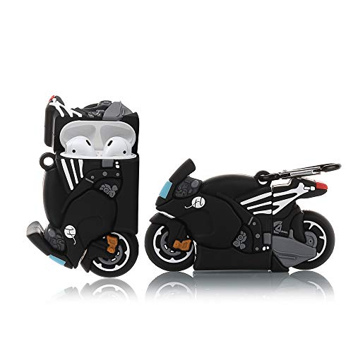 YIGEYI Funda de Silicona Compatible con Airpods 1 y 2 Case Cover Divertida de Dibujos Animados en 3D[Serie de Juegos Geniales] (Motocicleta)