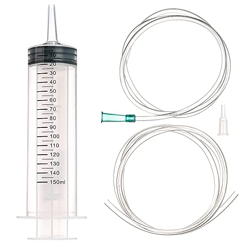 Image of 150ml /cc Syringes with Tube 40 Inch Handy Plastic Tubing and Adapter Tip | for Liquid, Refilling Measuring, Dispensing Watering, Plant Irrigation, Feeding Pets, Oil or Glue Applicator