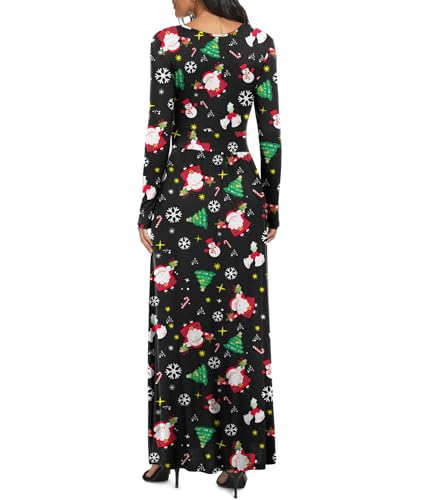 Image of LILBETTER Women Long Sleeve Deep V Neck Loose Plain Long Maxi Casual Dress