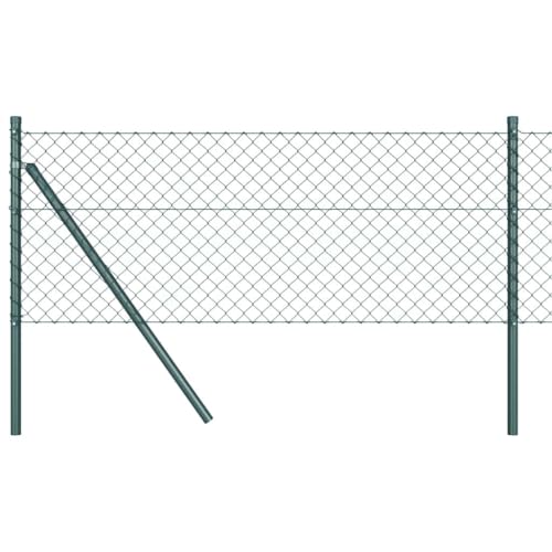 vidaXL Chain link fence with 13 posts 0.6x25m galvanized steel green