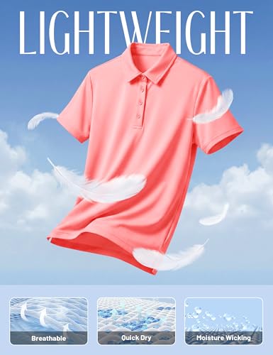 Image of TACVASEN Women's Golf Polo Shirts Short Sleeve UPF 50+ Sun Protection Golf Shirts for Women Quick Dry Collared Polos