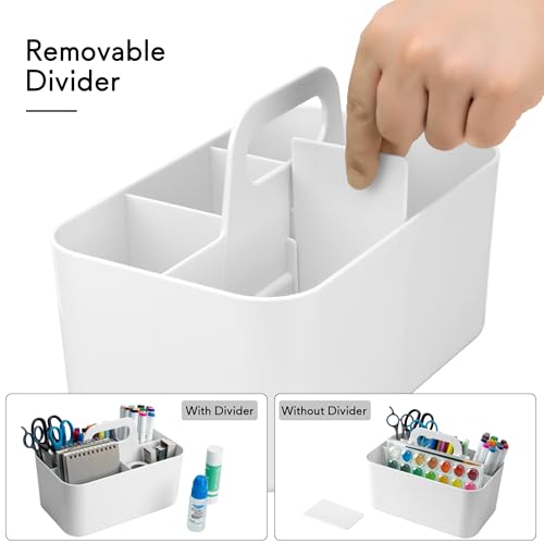 Image of Tiawudi Multipurpose Caddy Organizer, Plastic Caddy with Handle, Stackable Desk Organizer for Stationery, Marker and Pencil, Office Supplies Organizer, Dorm Caddy