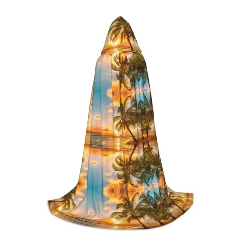 Capa larga con capucha para adolescentes, bruja, vampiro, cosplay, fiesta, Halloween, Navidad, atardecer hawaiano