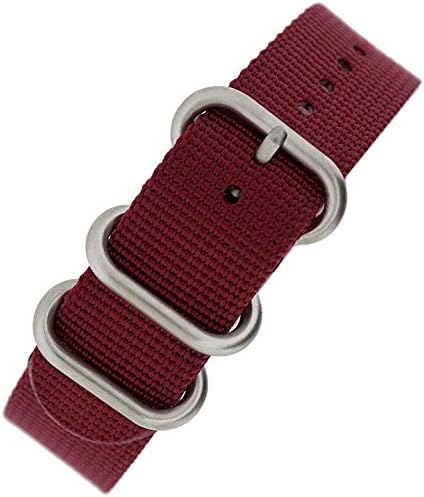 Zulu Nylon 3 Steel Ring Watch Strap in Burgundy
