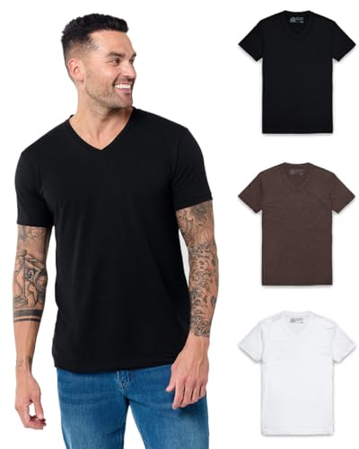 Image of Men's V-Neck T-Shirt Fitted Short Sleeve Soft Cotton Vneck Tees S-2XL