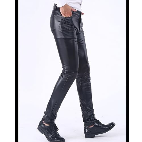 Stretch Biker Leather Pants Slim Men's Leggings Tight Pants2