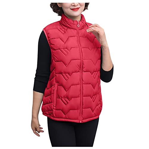 Wshemv Coats For Women, Women's Parka Winter Coats Women Spring Jacket Women's Casual Solid Color Pocket Denim Sleeveless Vest Coat Coats Long Length Plus Size Pea Coats Short Wool S (Xl, Red) #TOP8