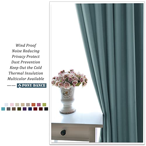 Image of PONY DANCE Small Curtains Blackout, Privacy Energy Efficiency Mini Curtains for Kids Bedroom RV Camper Windows Trailer Bathroom Kitchen Cabinet Window, W 42 x L 36, Fluorescent Blue, 2 Panels