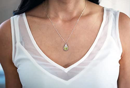 Personalized Peridot Necklace, August Teardrop Birthstone Necklace, Bridesmaid Necklace, Custom Initial Necklace, Birthday Gift for Her4