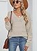 Fisoew Damen V-Ausschnitt Strickpullover Langarm Gerippte Pullover Leicht Häkelpullover Casual Sweater,Beige,S
