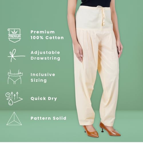 Image of Happy Bunny Salwar Pant - Modern Style Pure Cotton for Women - Ethnic Semi Patiala Trouser - Office,Home - All Day Comfort Wear with Drawstring
