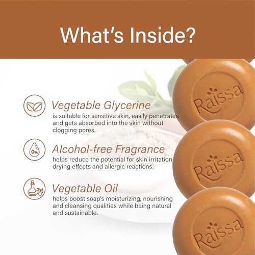 Image of Raissa Sandal Raja Luxury Soap 125g (Pack of 6) | Pure Sandalwood Soap for Radiant, Smooth Skin | Brightening & Nourishing | BHT, Silicone, Mineral Oil & Paraben-Free | For Men & Women