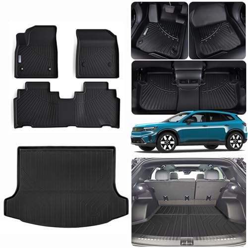 SANBAN Floor Liners & Cargo Liners & Backrest Mat for 2024 2025 Honda Prologue/Chevy Chevrolet Blazer EV TPE All Weather Protection Car Floor Mats with Trunk Mat Covering The Backrest Mat