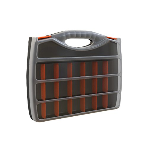 Small Parts Organizer with Handle – Portable Storage Case with Small Bin Compartments for Hardware, Screws, Bolts, Nuts, Nails, and More by Stalwart
