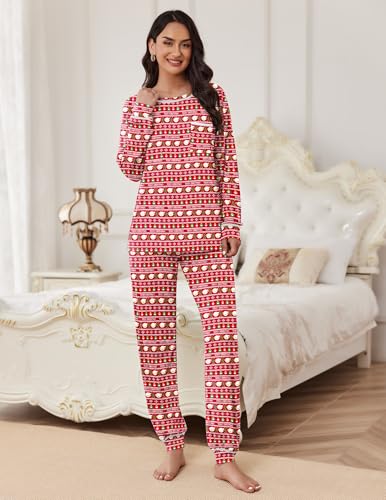 Image of Ekouaer Pajamas Set for Women Soft Comfy Pjs Sets Long Sleeve Sleepwear Loungewear S-XXL