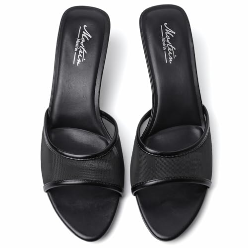 Image of Mostrin Kitten Heels for Women Pointed Toe Vintage Mules Heels Sexy Slip on Stiletto Backless Sandals for Party Wedding Daily