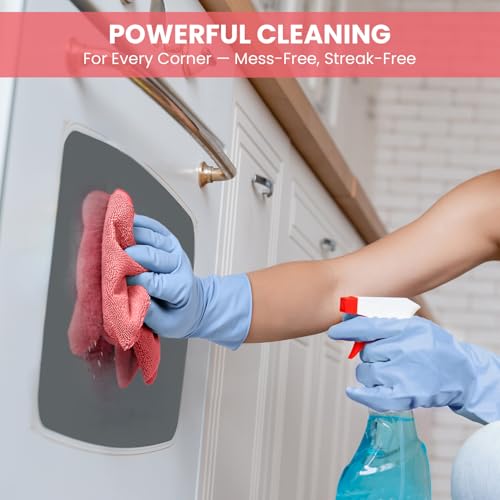Image of SIFANGKE Microfiber Cleaning Cloth, 12 Pack Pink Cleaning Rags for Housekeeping, Reusable Microfiber Towels for Car, Kitchen, Bathroom and Household Cleaning Supplies, 11.8 inchX11.8 inch