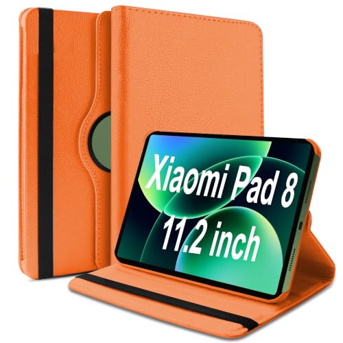 Image of TGK 360 Degree Rotating Flip Cover Case for Xiaomi Mi Pad 8 /8 Pro /Mi Pad 7 /7 Pro 11.2 inch Tablet (Orange)