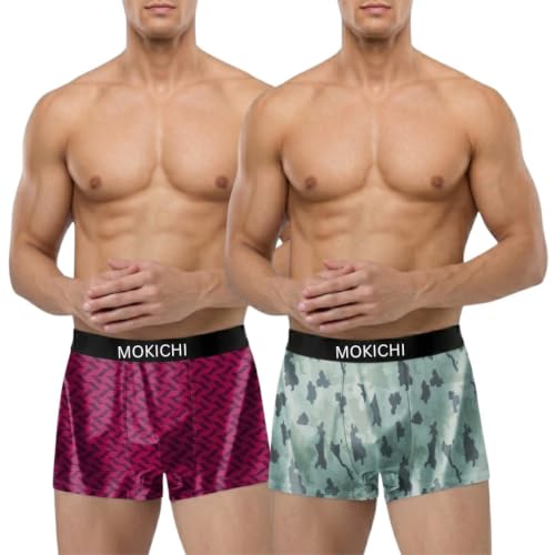 Image of Men's Microfiber Boxer Briefs Pack of 2 | Ultra Soft Stretch Trunks | Moisture-Wicking Breathable Innerwear | Printed Premium Underwear for Men | Comfortable Elastic Waistband