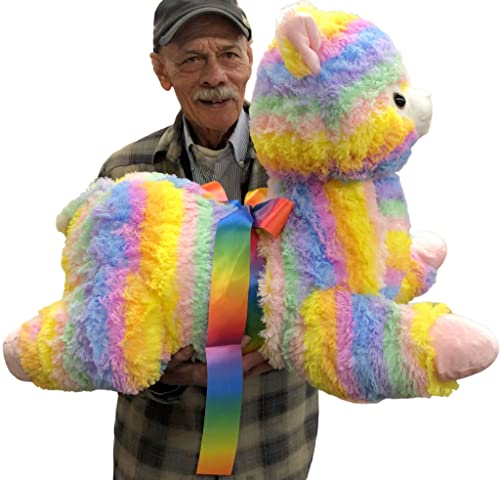 Big Plush Giant Stuffed Llama Rainbow Color Fully Stuffed Soft Luxurious Large Plushie Animal 30 Inches #TOP30