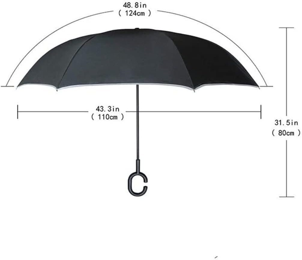 Windproof Umbrella Strong Umbrellas Double Layer Inverted Umbrella Flower Windproof Reverse Umbrella with C-shaped Handle Waterproof Stick Umbrella Umbrellas for Rain (Color : A)