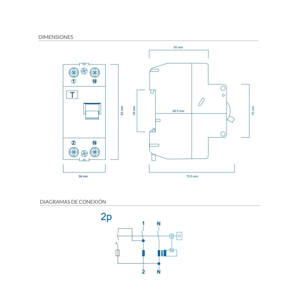 RASMACOR | Interruptor Diferencial Superinmunizado SI 2P 63A 300mA 10kA Clase A | industrial y terciario | Poder de corte : 10.000A