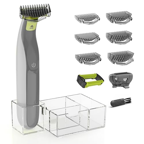KIONCARE Kit de Sabots Plus pour Philips OneBlade, avec sabots de 1 à 6 mm (6 tailles), sabot corporel de remplacement, capuchon de protection et support de rangement