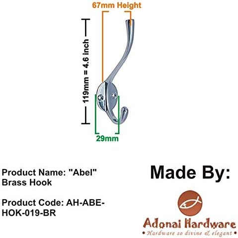 Adonai Hardware ABEL Brass Hat and Coat Hook (Supplied as 2 Pieces per Pack)