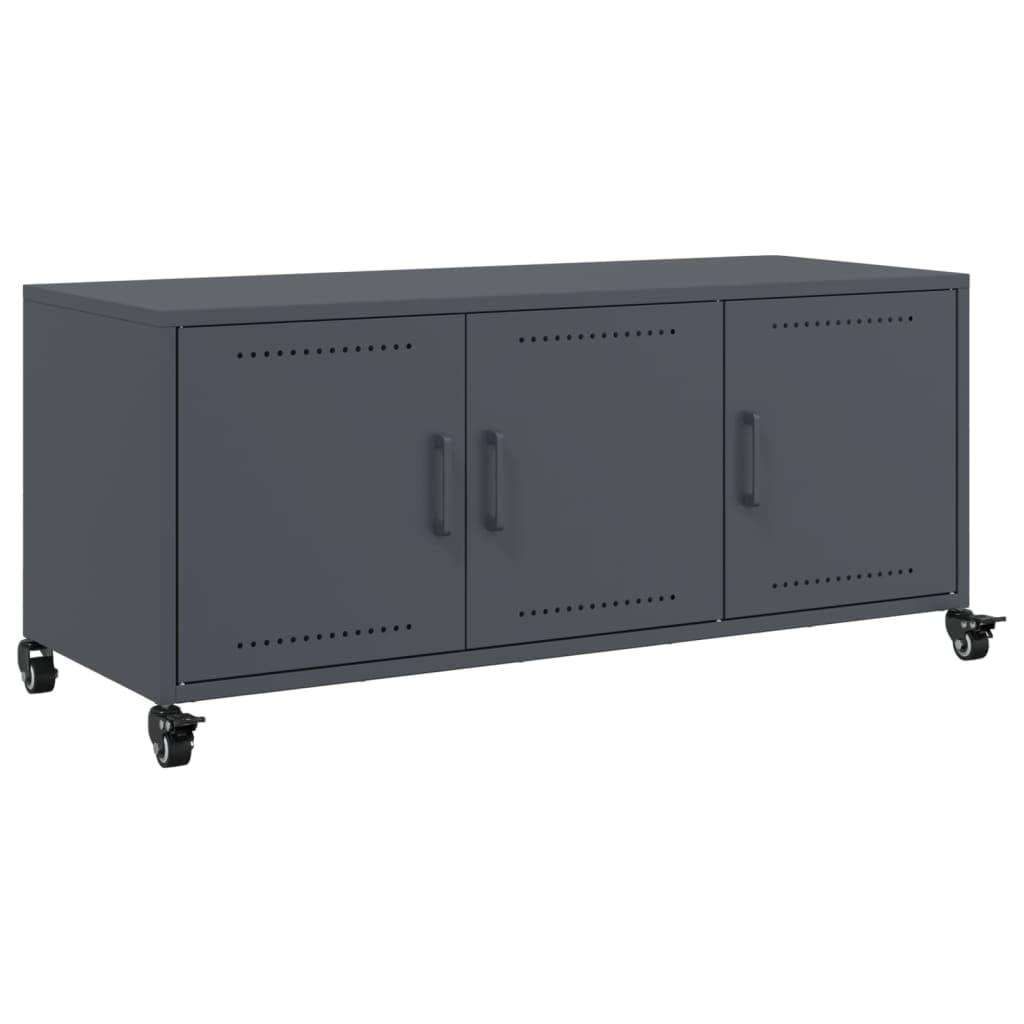 Mobile TV antracite con ruote, 100,5 x 39 x 43,5 cm, in acciaio