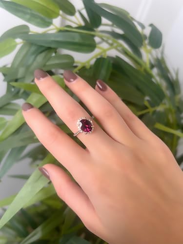 LE VIAN 1/4 Carat White or Chocolate Diamond Oval Halo Ring for Women I 14k Rose Gold Ring for Her w Garnet or Quartz (H-I/Brown, SI2-SI3, 0.24 cttw) Wedding Promise Anniversary Band Size 5 to 8.54